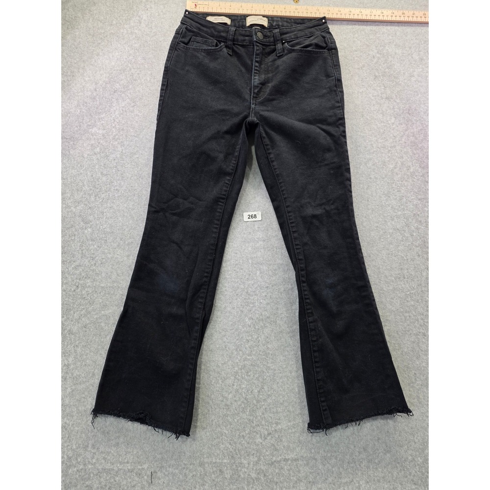 Universal‎ Thread Womens Ankle Bootcut Jeans Black Raw Hem Size 00/24R